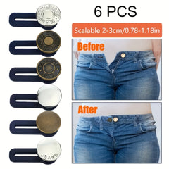 6pcs Button Extender For Pants Adjustable Waist Button Retractable Waistband