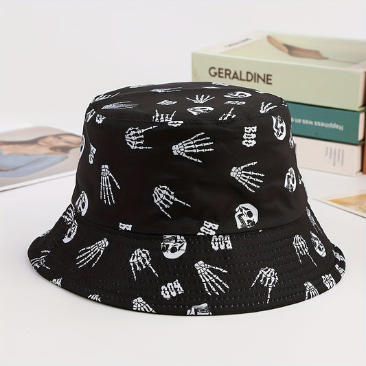 1pc Printed Multicolor Bone Bucket Hat