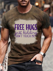 ''FREE HUGS'' Print Men's Comfy Retro T shirt