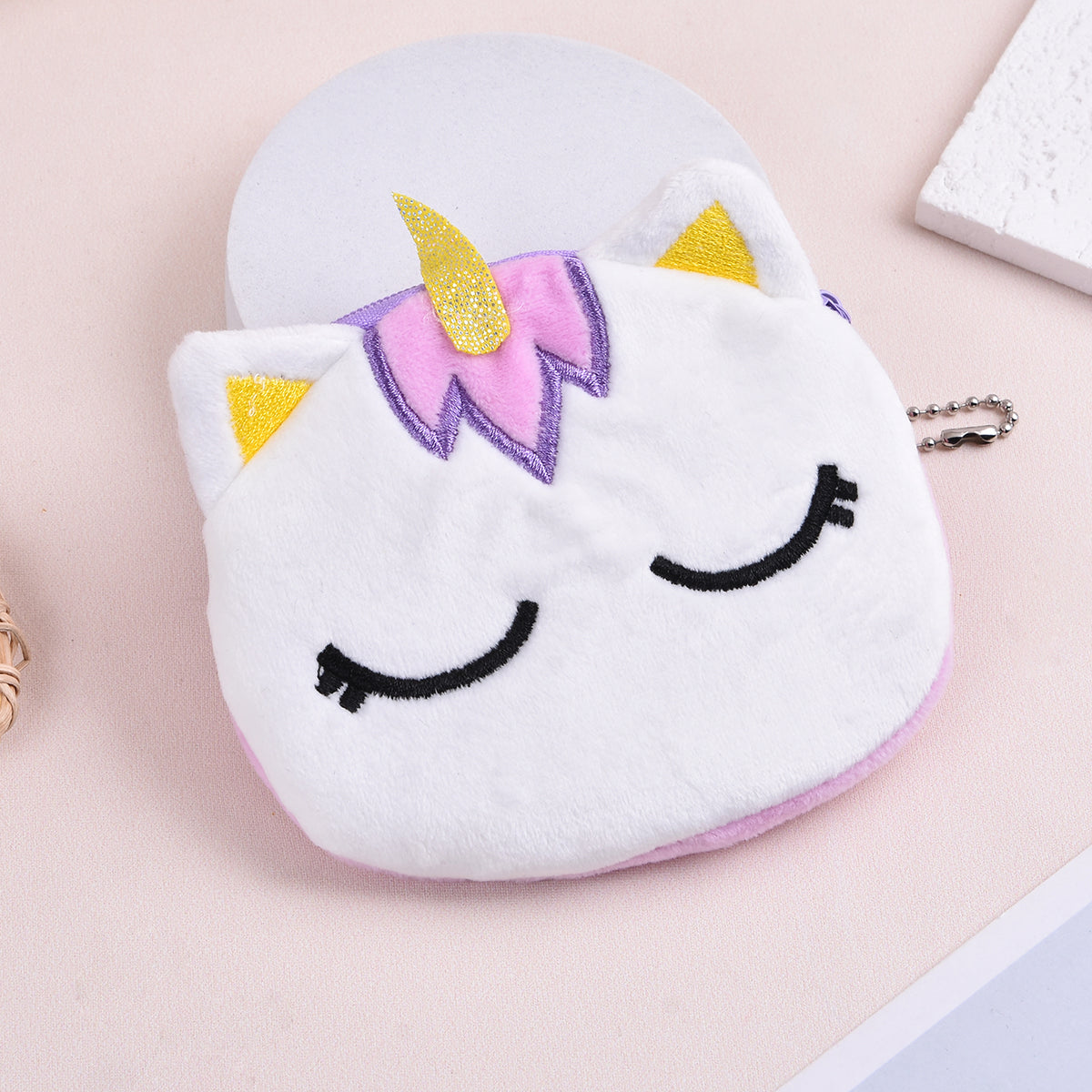 Girls Plush Unicorn Coin Purse Wallet Backpack Pendant