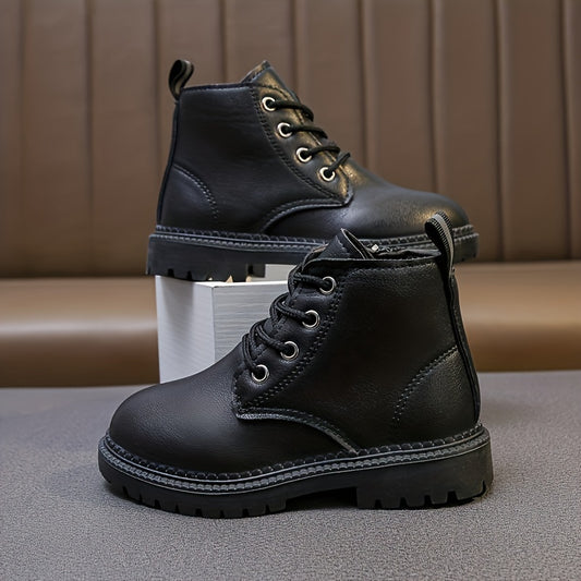 Girls Solid Ankle Boots with Zipper Lightweight Non Slip Boots