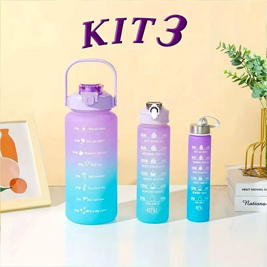 Leakproof Motivational Water Bottle with Time Marker & Straw 2000ML