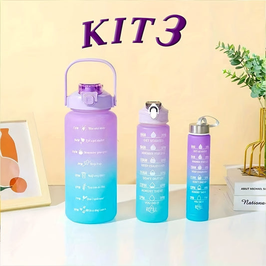 Leakproof Motivational Water Bottle with Time Marker & Straw 2000ML