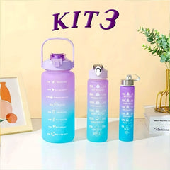 Leakproof Motivational Water Bottle with Time Marker & Straw 2000ML
