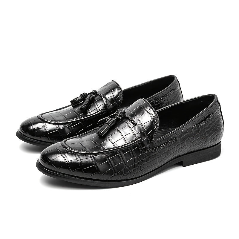 Men's Crocodile Print Tassel Loafer Shoes Lightweight Slip On