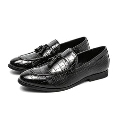 Men's Crocodile Print Tassel Loafer Shoes Lightweight Slip On