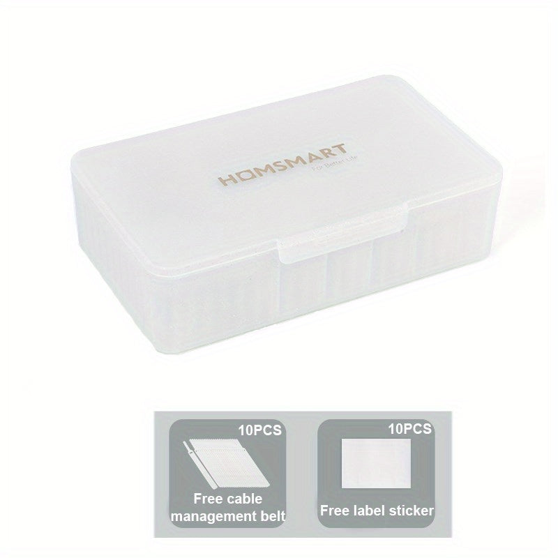 Plastic Cable Management Box with Wire Ties & Stickers