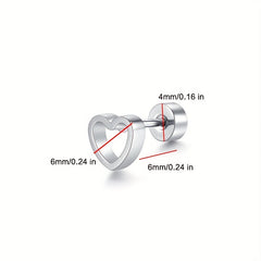 Men's Stainless Steel Stud Earrings Heart Moon Cone Leaf Ear Studs
