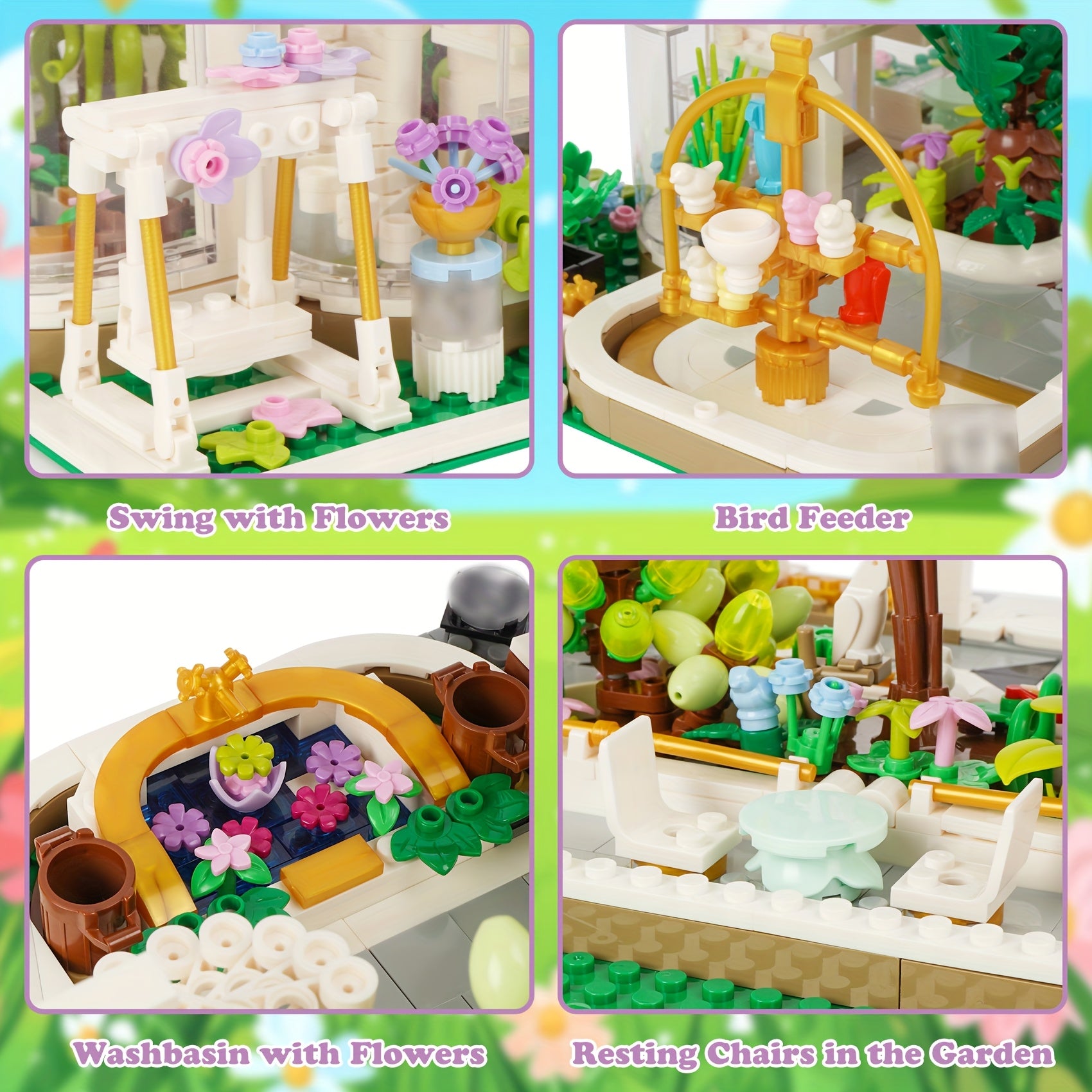 Garden Building Blocks Set with Plants, Greenhouse Toy Gift for Adults