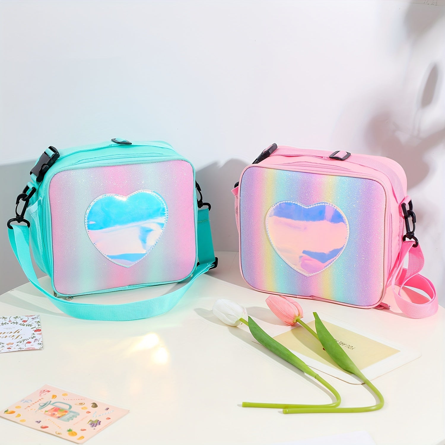 Glitter Rainbow Insulation Bag for Girls