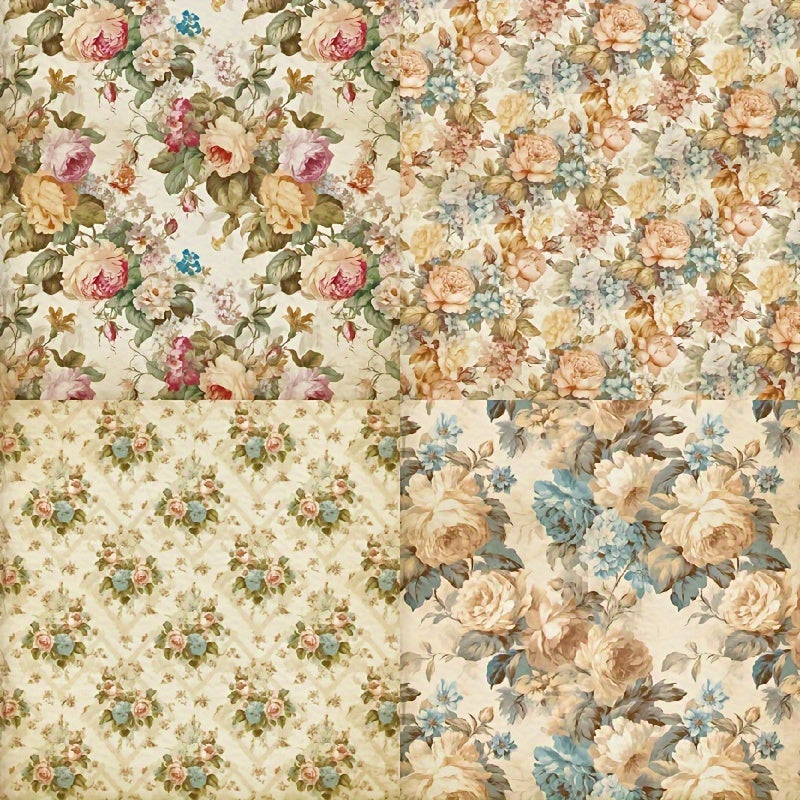 24pcs Vintage Romantic Style Scrapbook Paper With Rose - DIY Origami