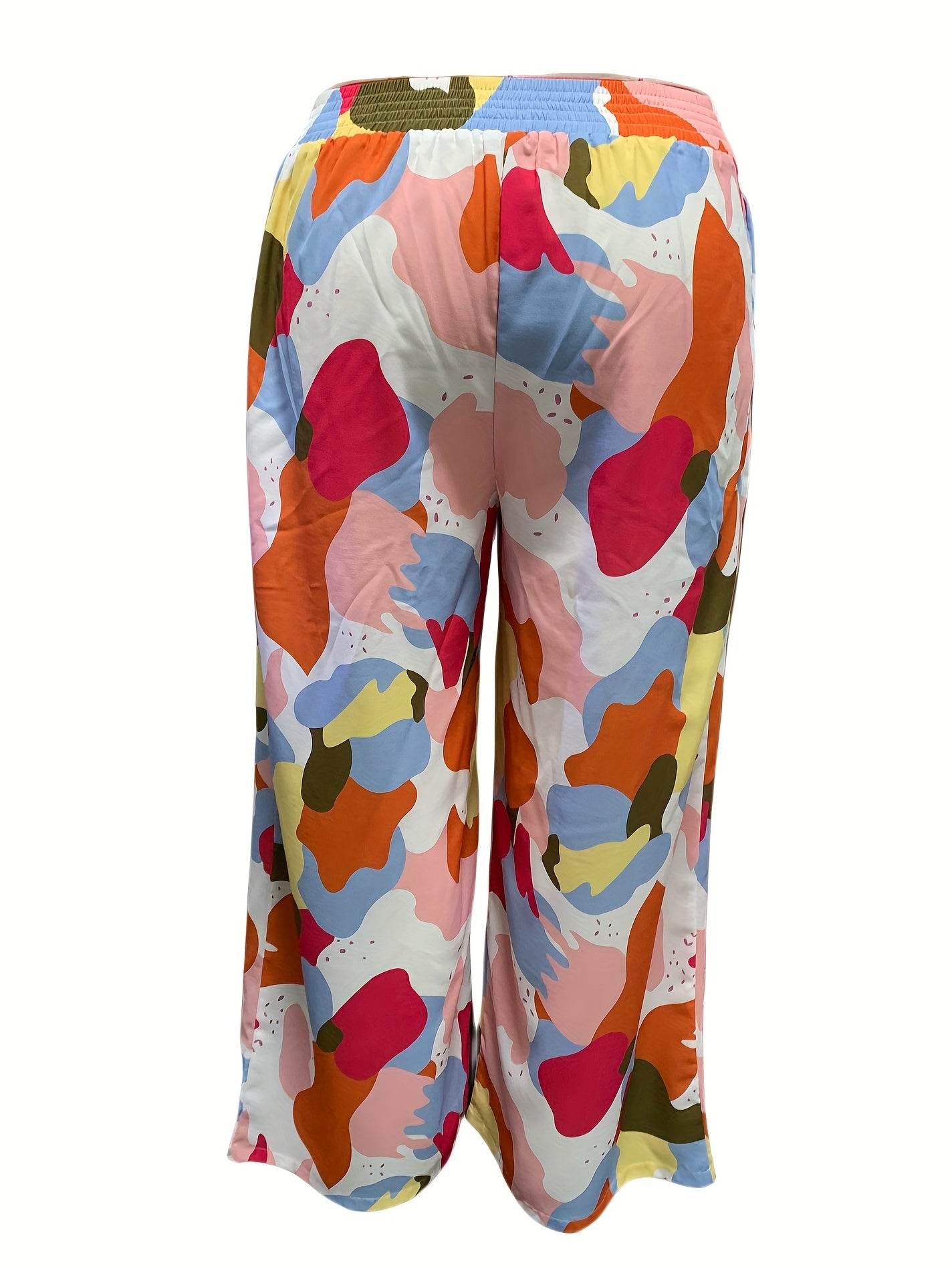 Women's Plus Contrast Elastic Wide Leg Trousers