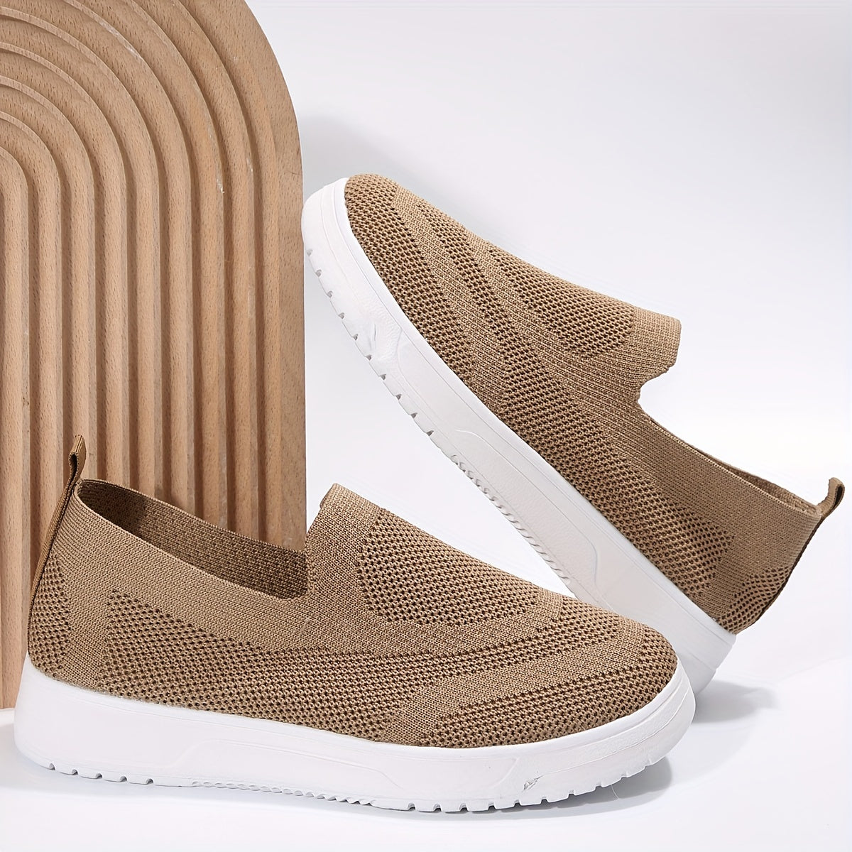 Women's Knit Woven Slip-On Sneakers Lightweight Sporty Shoes