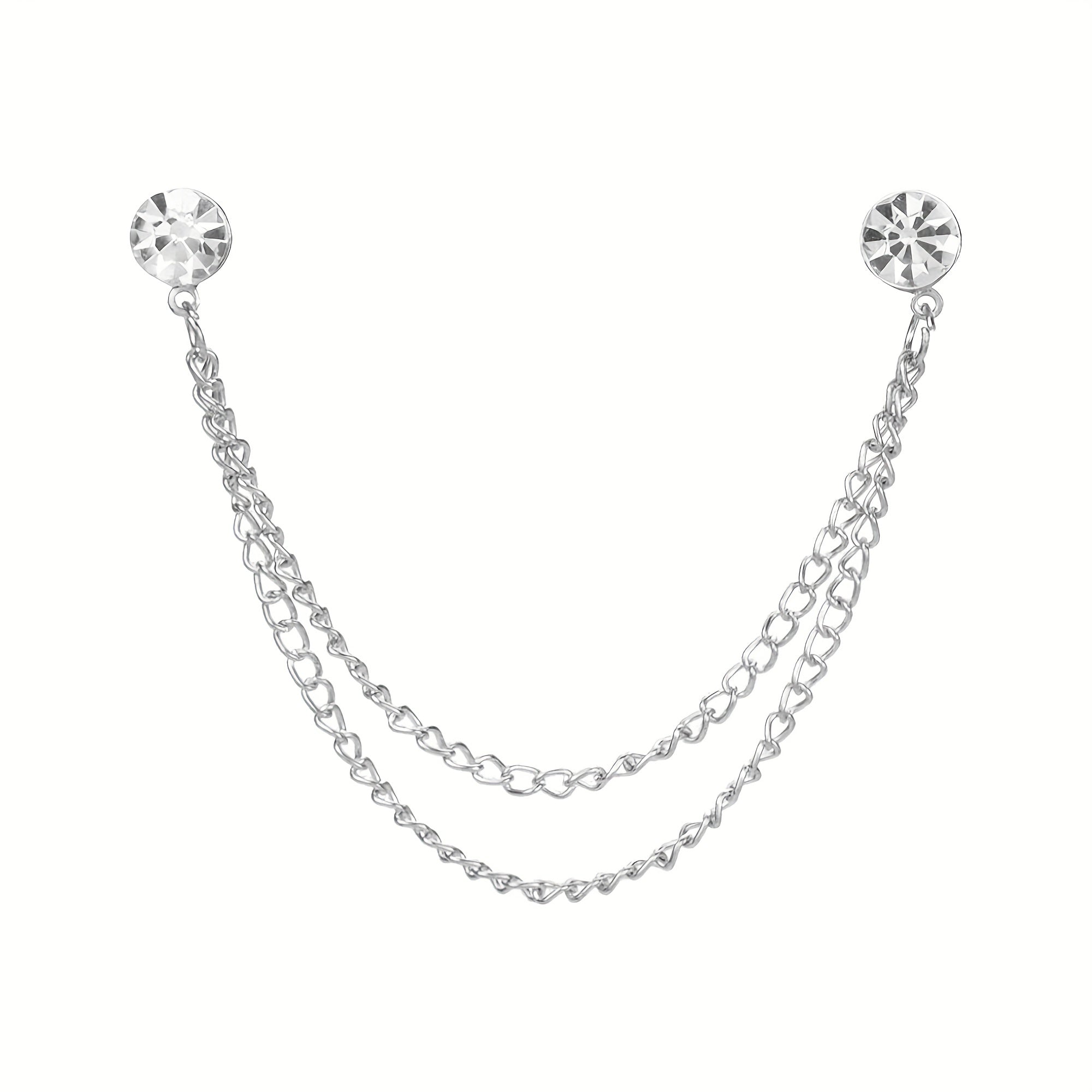Rhinestone Chain Tassel Brooch Pin Clothing Jewelry
