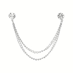 Rhinestone Chain Tassel Brooch Pin Clothing Jewelry