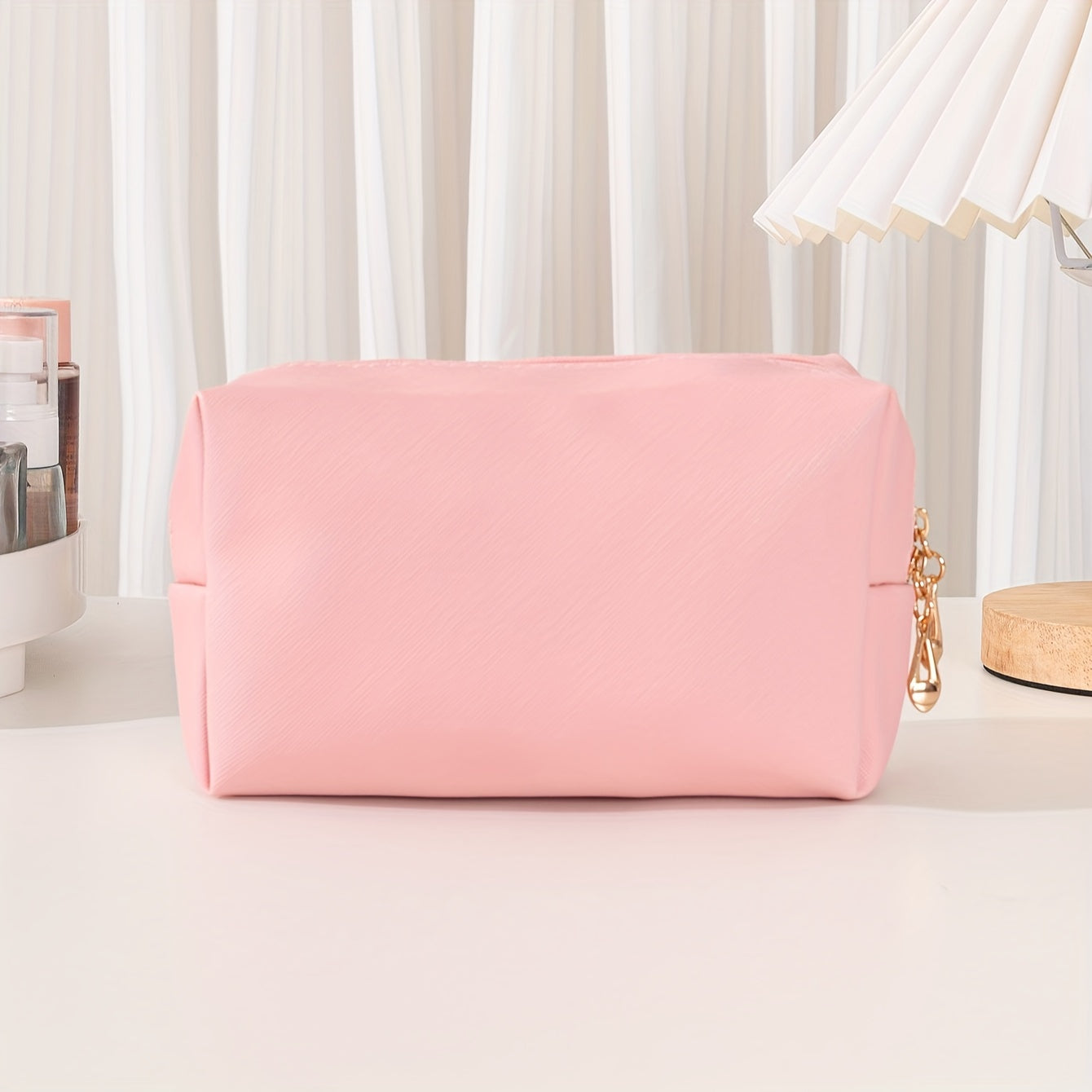 Chenille Letter Patch Makeup Bag - Initial Preppy Cosmetic Bag