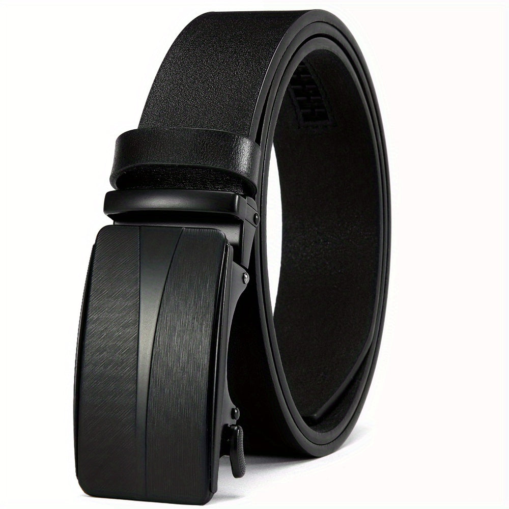 1pc Men's Leather Ratchet Belt Automatic Buckle Belts
