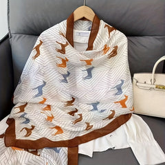 Classic Horse Print Scarf Warm Shawl Windproof Head Wrap Sunscreen