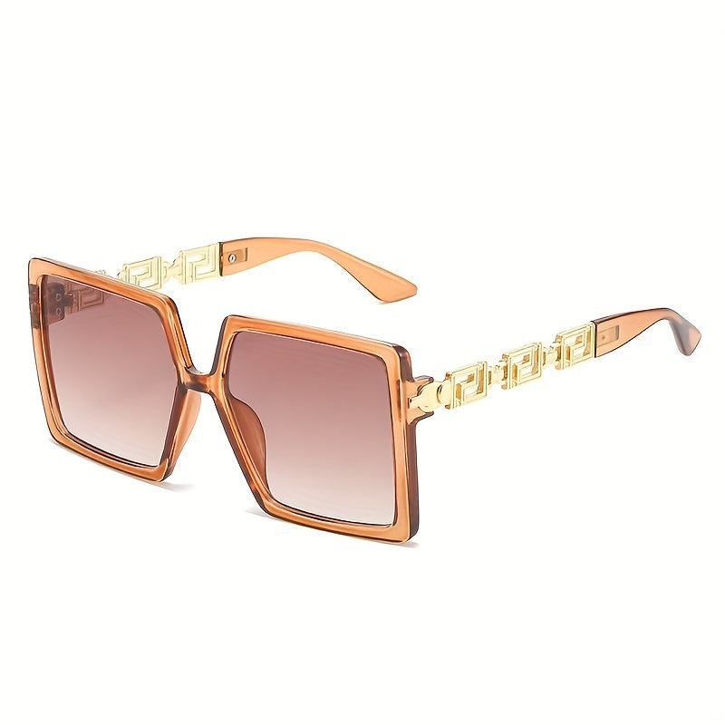Men's Square Frame Chain Decoration Sunglasses Vintage Eyewear