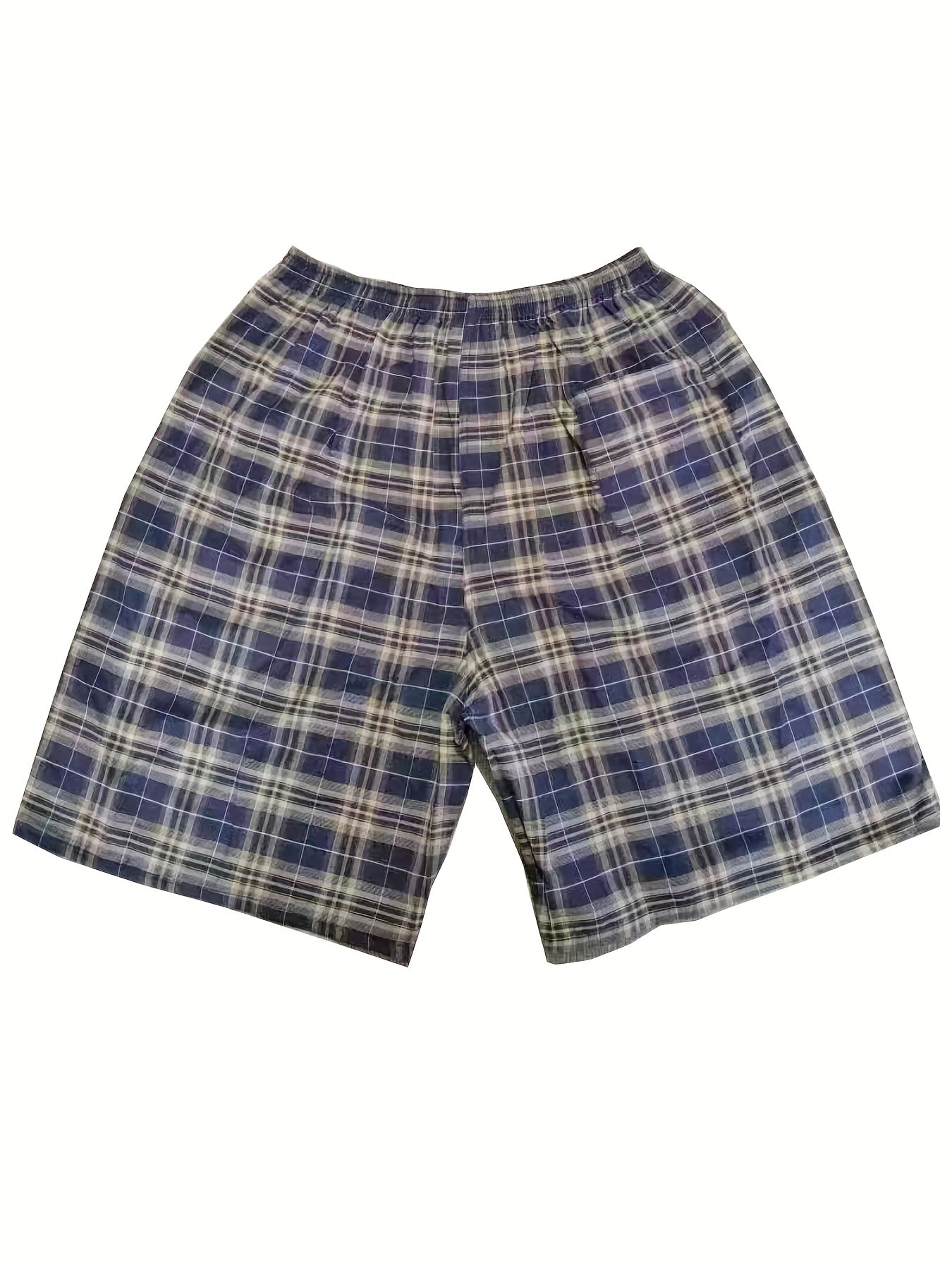 Men's Cotton Plaid Loose Fit Shorts for Summer