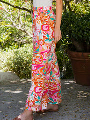  Floral Print High Rise Straight Leg Beach Pants