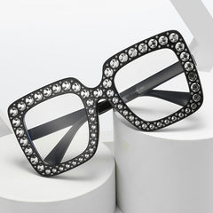 Square Rhinestone Sunglasses for Women UV Protection Shades