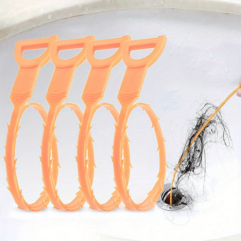 4 Pack Drain Snake for Hair and Clog Removal Easy Cleaning Tool