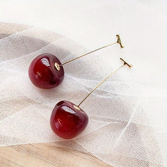 Geometric Cherry Long Drop Earrings for Party Wear