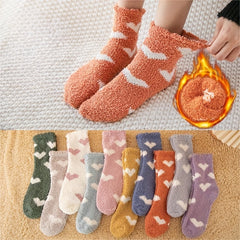 10 Pairs Heart Pattern Socks Warm Fuzzy Stockings