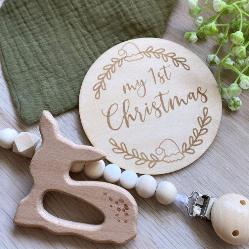 Personalized Wooden 'My First Christmas' Sign Yellow