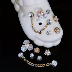 12pcs Flowers & Chain Shoe Charms for Clogs Garden Shoes DIY Accessories