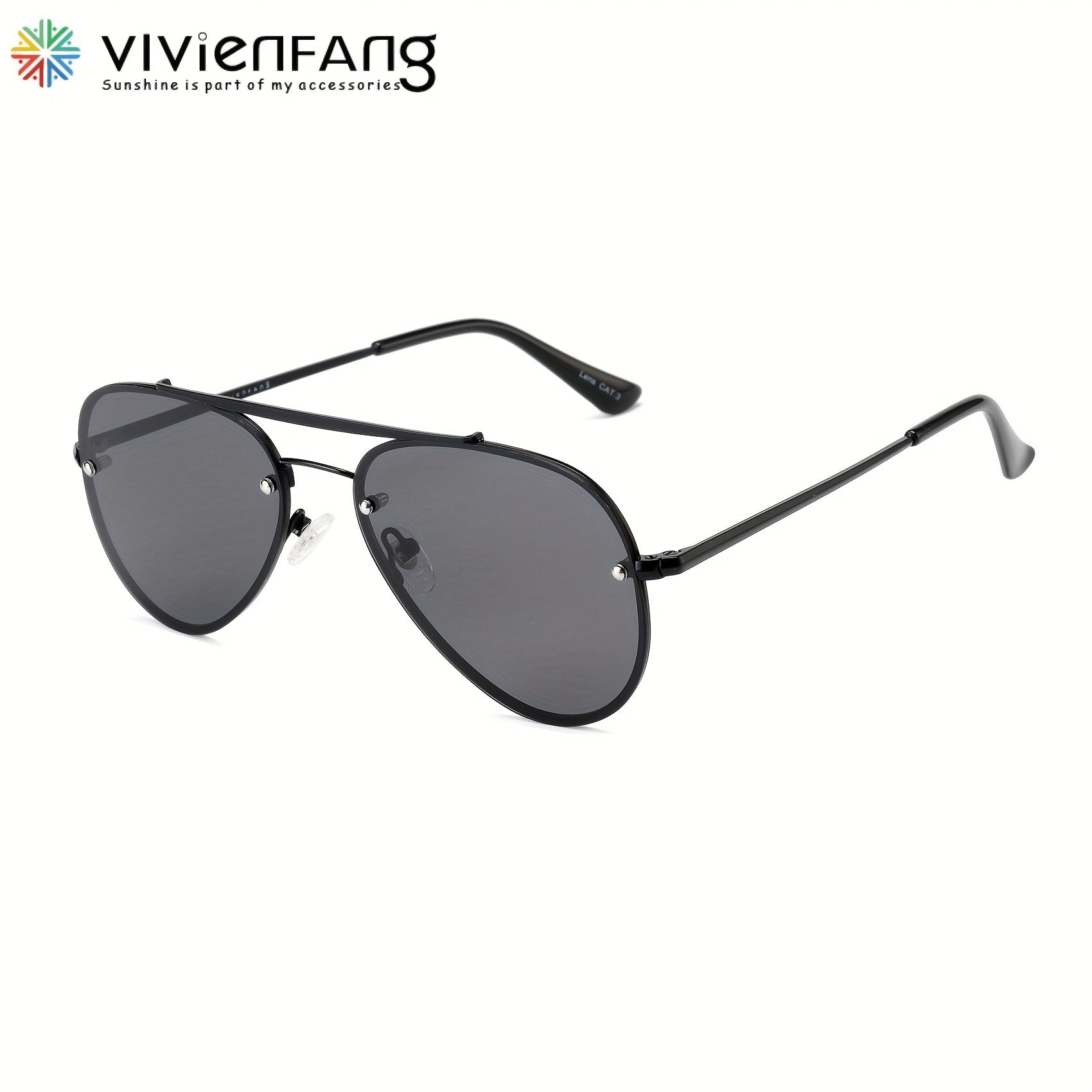 VIVIENFANG Rimless Polarized Aviator Sunglasses Retro 70s Top Bar UV Protection