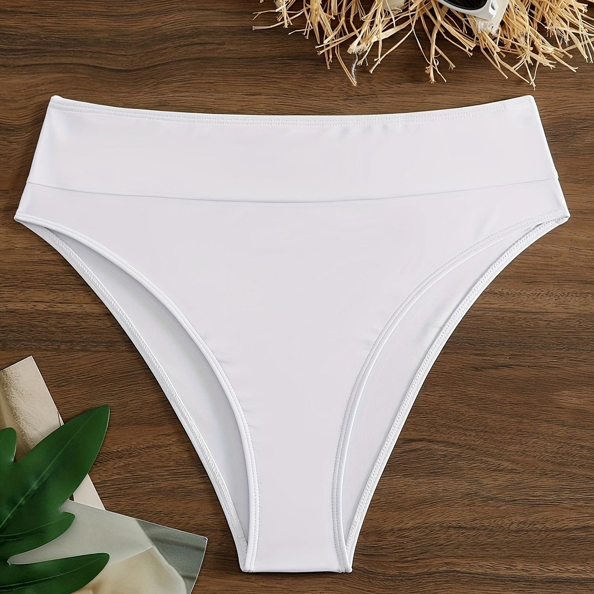  High Rise Swimwear Panty Solid Medium Stretch