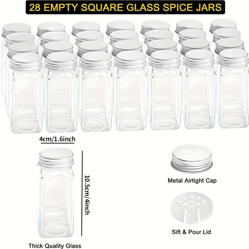 4 Tier Spice Rack with 28 Empty Spice Jars and Labels