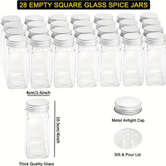 4 Tier Spice Rack with 28 Empty Spice Jars and Labels
