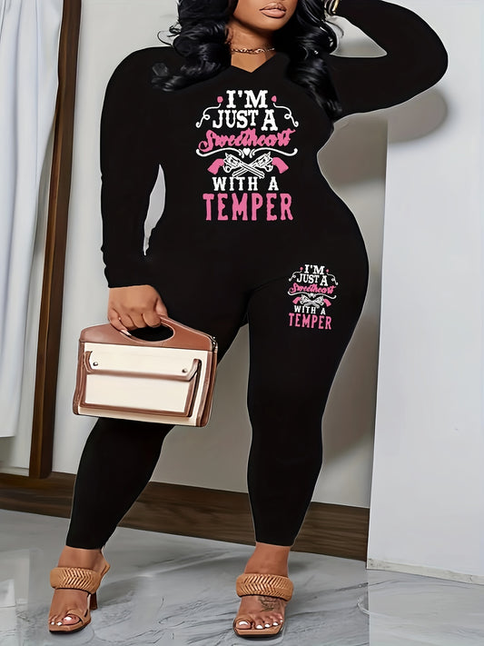  Slogan Print Long Sleeve Top & Leggings Set
