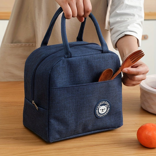 Bear Pattern Insulated Lunch Bag Waterproof Portable School Office Fresh Food