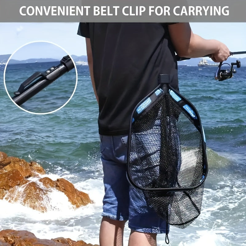 Rubber Coated Landing Net Easy Catch & Release 100cm Retractable Fishing Net