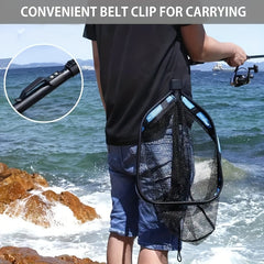 Rubber Coated Landing Net Easy Catch & Release 100cm Retractable Fishing Net
