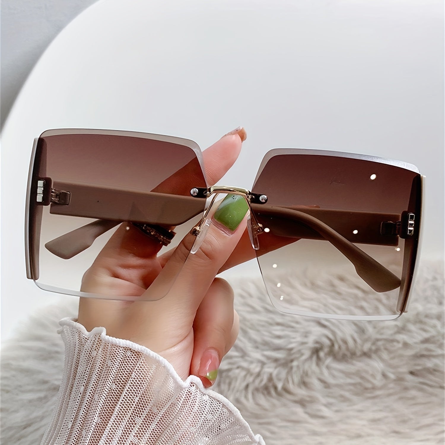 Gradient Rimless Sunglasses UV400 Beach Party Glasses