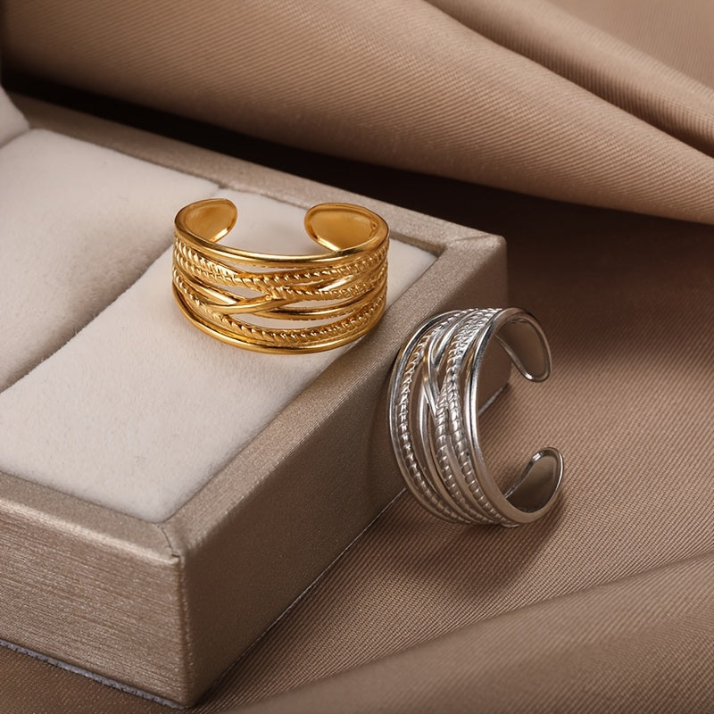 Stainless Steel Open Adjustable Ring Women's Irregular Ring