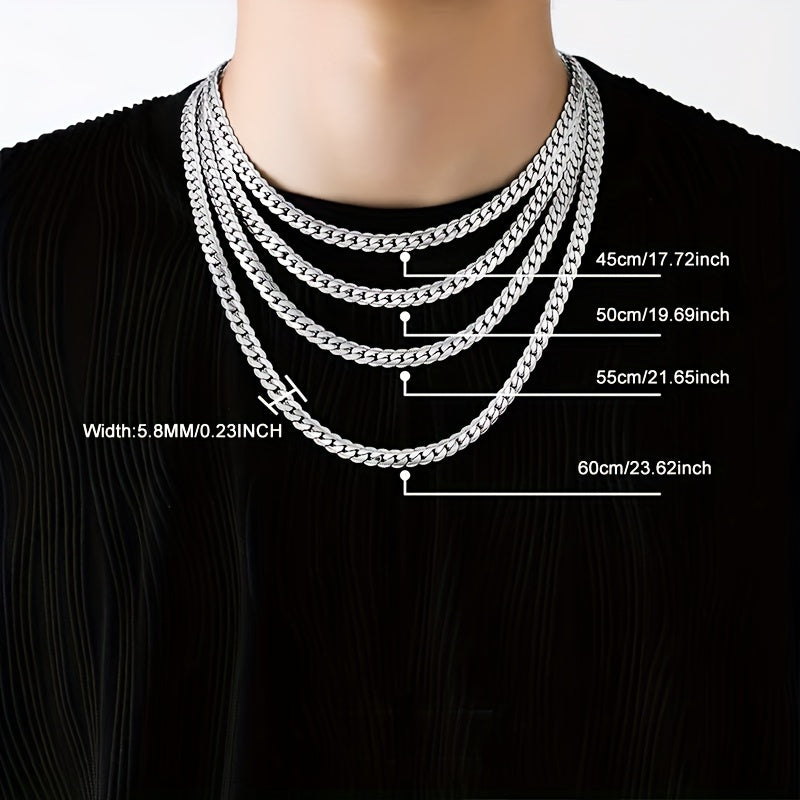 Embossed Cuban Chain Necklace Stainless Steel Women's Jewelry