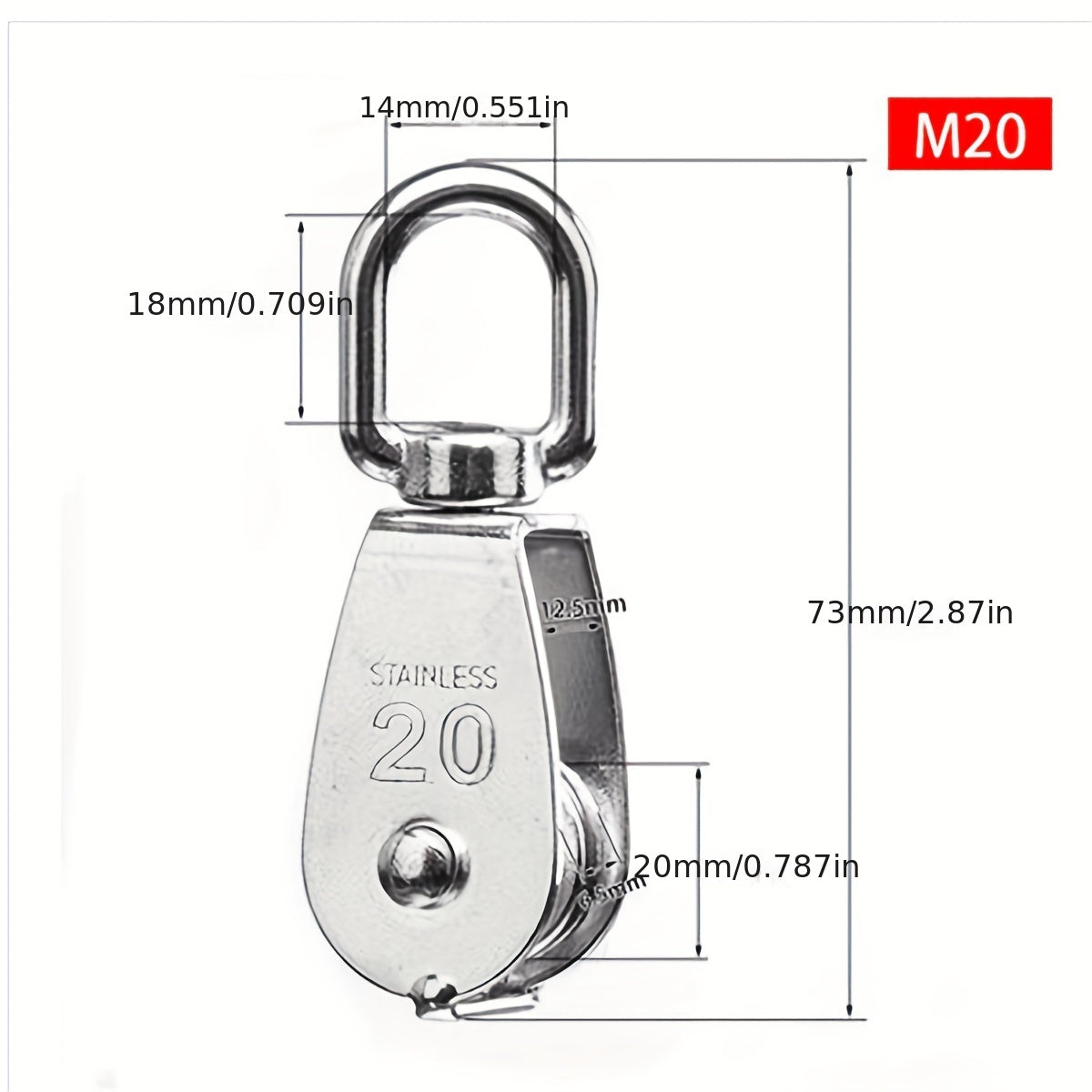 Durable Pulley Roller w/ Swivel Hooks for Smooth Lifting - M15/M25/M32/M20 Opt