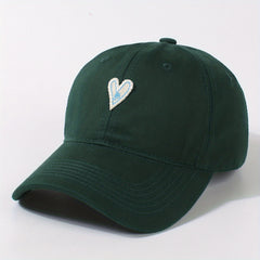 Heart Patch Couple Baseball Cap Solid Adjustable Sun Hat