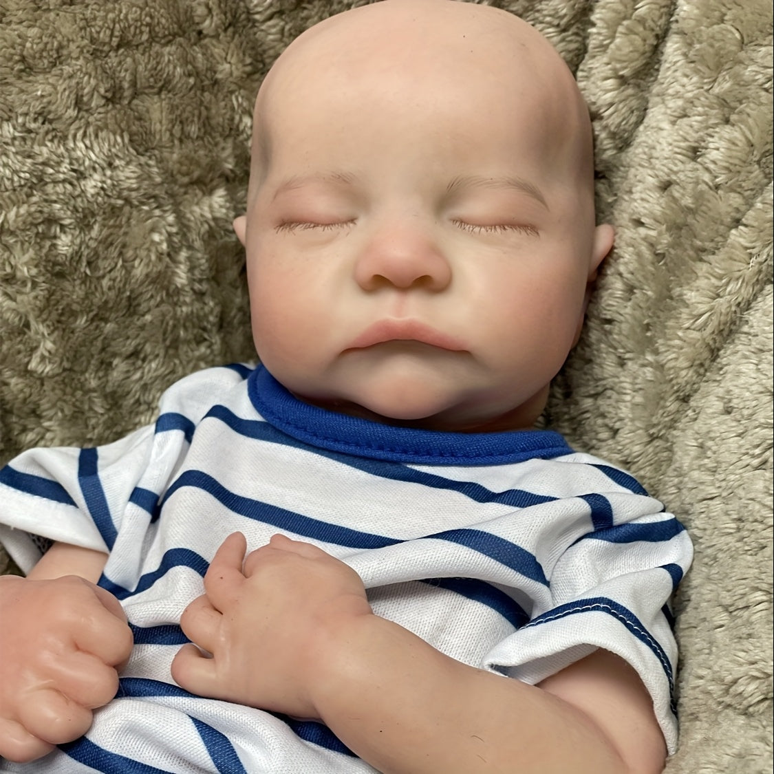 Silicone Reborn Boy Doll with Light Beige Details & Closed Eyes