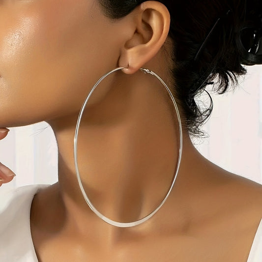 Exaggerated Big Circle Hoop Earrings Retro Hip Hop Style Alloy Jewelry
