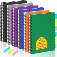 6pcs Subject Spiral Notebook College Ruled 80 Sheets Writing Journal