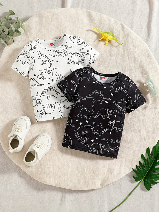 2pcs Baby Dinosaur Graphic T Shirt Comfy Tee Tops
