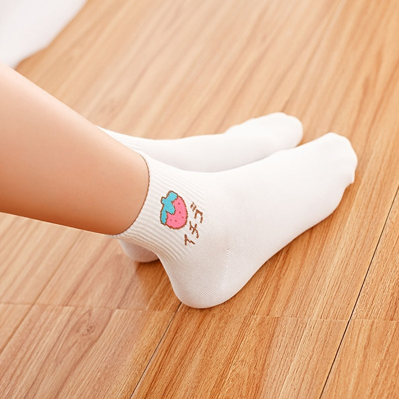 5 Pairs Cute Fruit Print Socks for Women