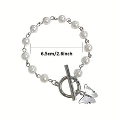 Y2K Butterfly Pendant Pearl Bracelet Decorative Accessories